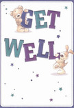 Alive with cheerful optimism, this get well card features two adorable friends-a plush teddy bear and a sweet pup-working together to send a heartfelt message of healing from the heart of Brixton. The duo's animated poses, balancing atop and beside the bold, hand-lettered 'Get Well' in vibrant purples and teals, feel as lively as a local café on Market Row. A cascade of tiny stars in varying blues and violets sparkles throughout the airy white background, infusing the card with hope and playful energy. The illustrated fur and ears are rendered with soft, tactile strokes worthy of a Florist Brixton arrangement, inviting the viewer to sense their comforting embrace. There's an unmistakable warmth in the gentle, expectant faces of the bear and puppy, reminiscent of the supportive spirit found on Brixton's bustling streets. Like placing the final, perfect stem in a bouquet for same-day delivery, every detail here is intentional and full of care. The mood is uplifting and sincere, a gentle promise that even on the hardest days, kindness and support flourish-making this card the perfect pairing with fresh blooms for anyone needing extra encouragement in Brixton.